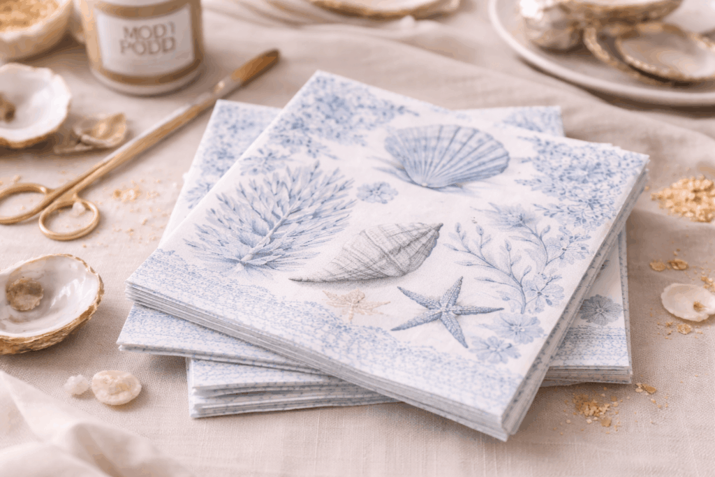 Maritime Servietten für Austern Decoupage