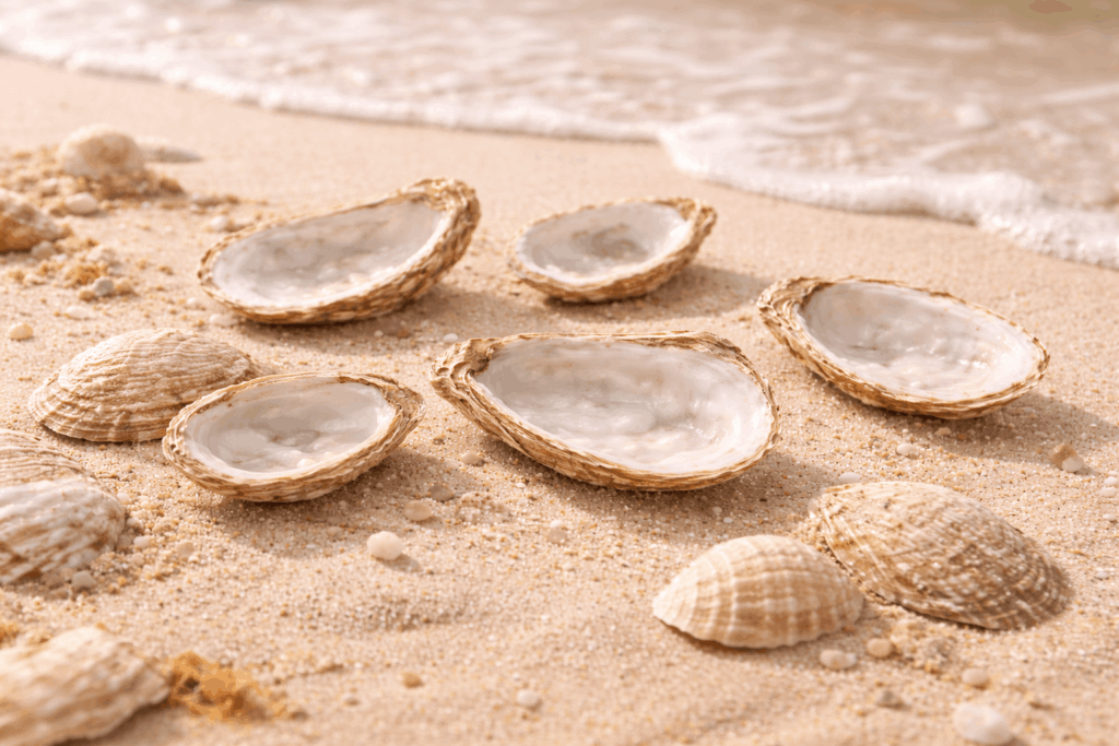 austernschalen am strand