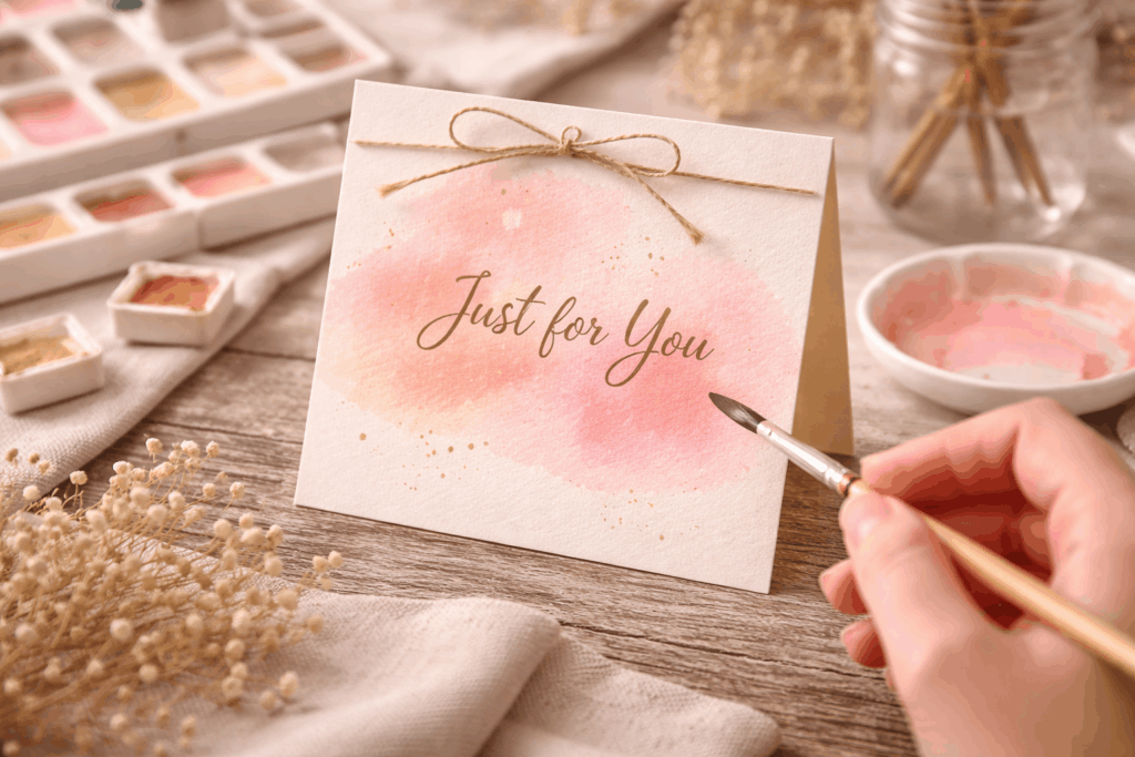 Geschenkkarte mit Aquarellfarben