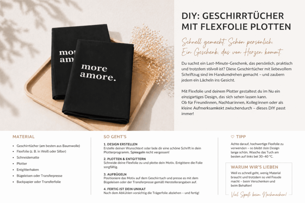 Anleitung Geschirrtücher mit Flexfolie plotten