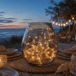 Basteln mit Muscheln & Mee(h)r Urlaubsfeeling leicht gemacht: Windlicht mit Muscheln und Lichterketter