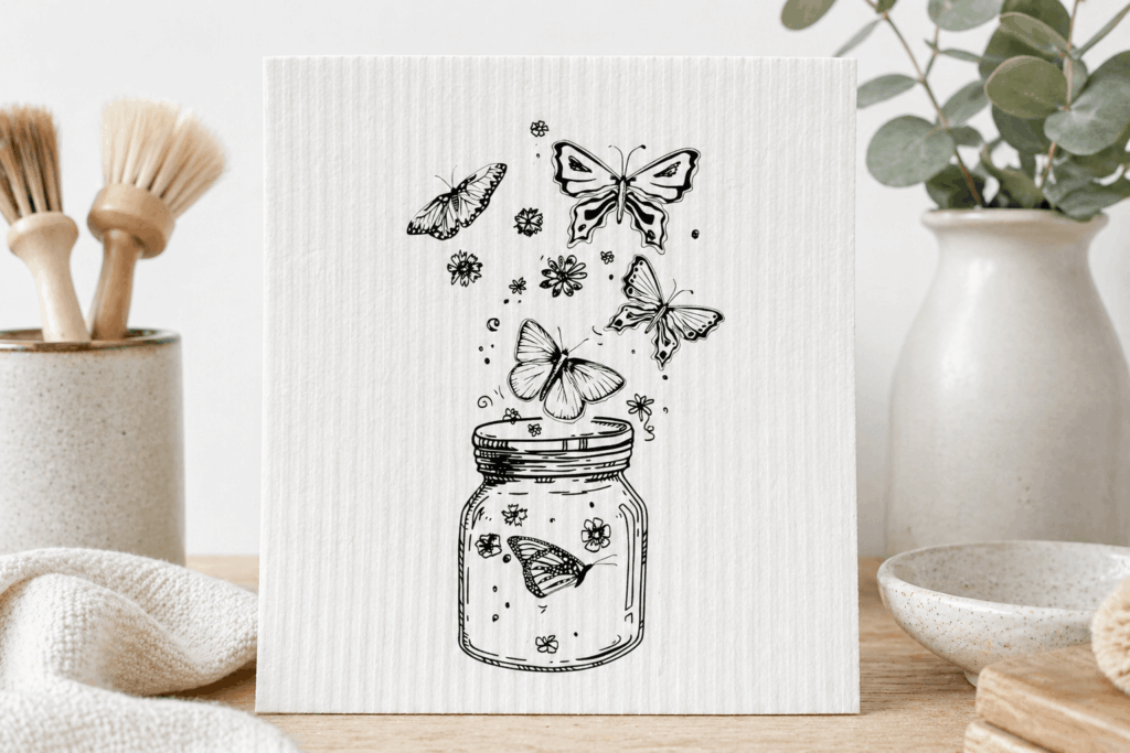 Schwammtuch mit Stempel pimpen