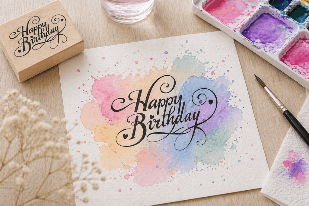 Aquarellkarte Happy Birthday