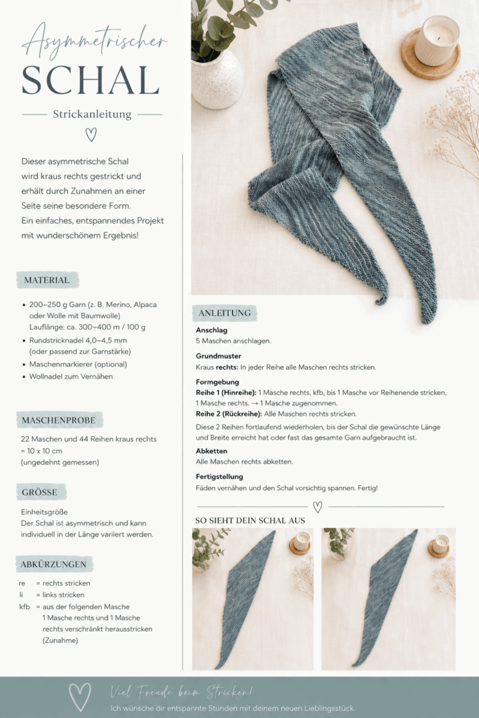 Strickanleitung Asymmetrischer Schal