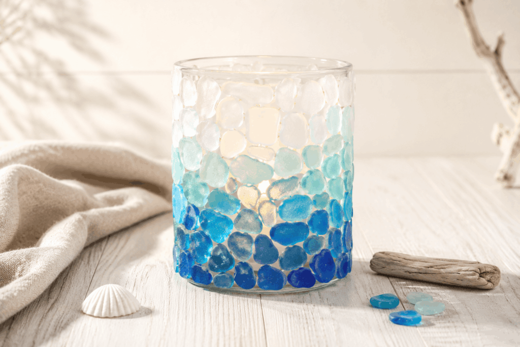 Maritimes Windlicht mit Sea Glass
